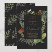 waterverf wintergroen uitgesteld Bruiloft Kaart (Voorkant / Achterkant)