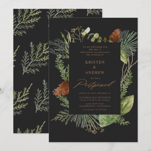 waterverf wintergroen uitgesteld Bruiloft Kaart (Voorkant / Achterkant)