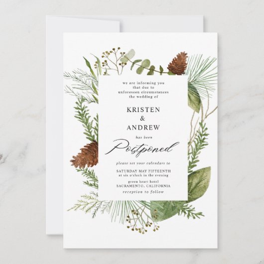 waterverf wintergroen uitgesteld Bruiloft Kaart (Voorkant)