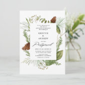 waterverf wintergroen uitgesteld Bruiloft Kaart (Staand voorkant)