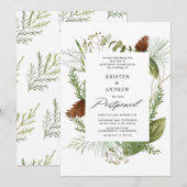 waterverf wintergroen uitgesteld Bruiloft Kaart (Voorkant / Achterkant)