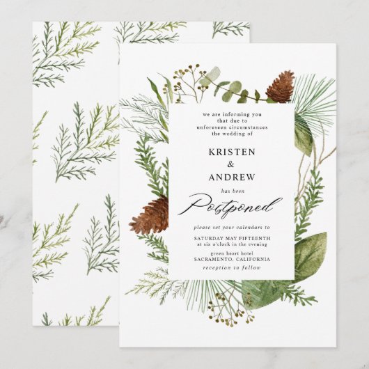 waterverf wintergroen uitgesteld Bruiloft Kaart (Voorkant / Achterkant)