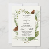 Waterverf Wintergroen Uitgestelde bruiloft Kaart (Voorkant)