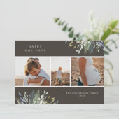 Waterverf Wintergroen Vakantie Fotocollage Feestdagenkaart (Staand voorkant)