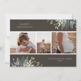 Waterverf Wintergroen Vakantie Fotocollage Feestdagenkaart
