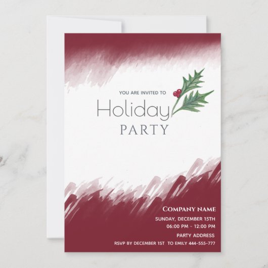 Waterverf wintergroen Vakantiefeest Kaart (Voorkant)