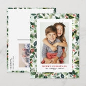Waterverf Wintergroen Vrolijk kerstfeest Foto Feestdagenkaart (Voorkant / Achterkant)