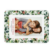 Waterverf Wintergroen Vrolijk kerstfeest Foto Magneet (Horizontaal)