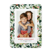 Waterverf Wintergroen Vrolijk kerstfeest Foto Magneet (Verticaal)