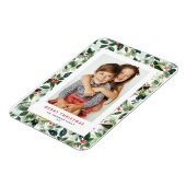 Waterverf Wintergroen Vrolijk kerstfeest Foto Magneet (Linkerzijde)