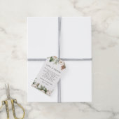 Waterverf Wintergroene pine-boom en witte bloemen Cadeaulabel (Met Touw)