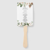 Waterverf Wintergroene pine-boom en witte bloemen Handwaaier (Voorkant)