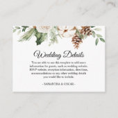 Waterverf Wintergroene pine-boom en witte bloemen Informatiekaartje (Voorkant)