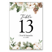 Waterverf Wintergroene pine-boom en witte bloemen Kaart (Achterkant)