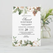 Waterverf Wintergroene pine-boom en witte bloemen Kaart (Staand voorkant)