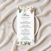 Waterverf Wintergroene pine-boom en witte bloemen Menu