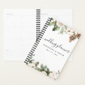 Waterverf Wintergroene pine-boom en witte bloemen Planner (Display)