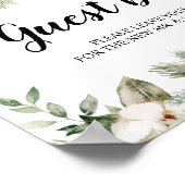 Waterverf Wintergroene pine-boom en witte bloemen Poster (Hoek)