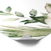 Waterverf Wintergroene pine-boom en witte bloemen Poster (Hoek)