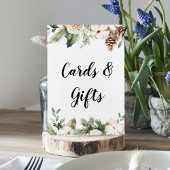 Waterverf Wintergroene pine-boom en witte bloemen Poster