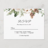 Waterverf Wintergroene pine-boom en witte bloemen Uitnodiging Briefkaart (Voorkant)