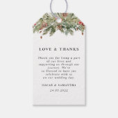 Waterverf wintergroene sinusboom en pijnkloon cadeaulabel (Voorkant)