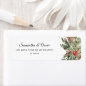 Waterverf wintergroene sinusboom en pijnkloon etiket (Insitu)