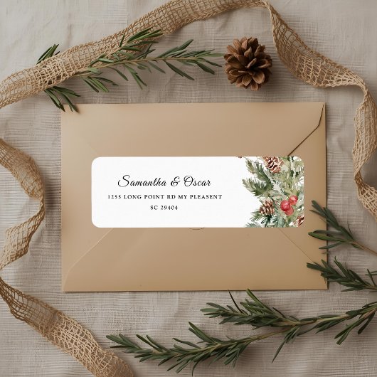 Waterverf wintergroene sinusboom en pijnkloon etiket