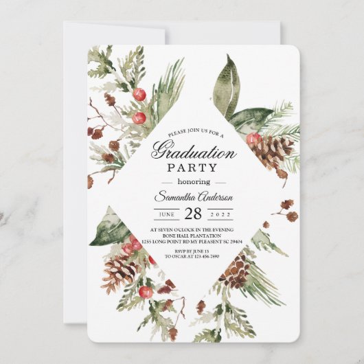 Waterverf wintergroene sinusboom en pijnkloon kaart (Voorkant)