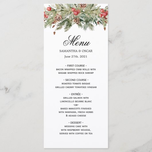 Waterverf wintergroene sinusboom en pijnkloon menu (Voorkant)