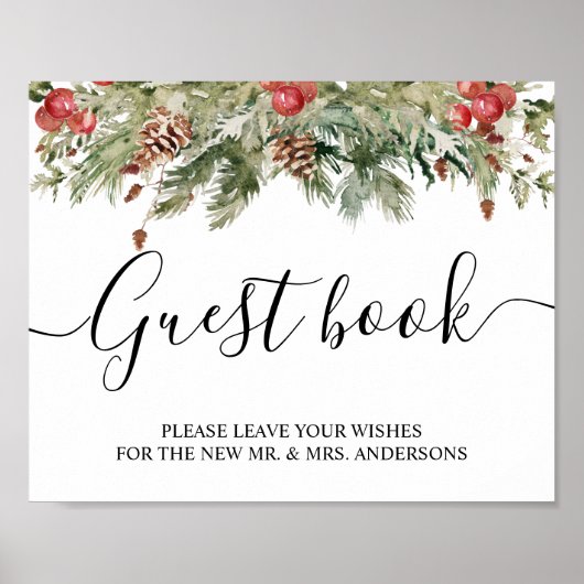 Waterverf wintergroene sinusboom en pijnkloon poster (Voorkant)