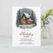 Waterverf Winterhuis Nieuwjaarsfeest Kaart (Staand voorkant)