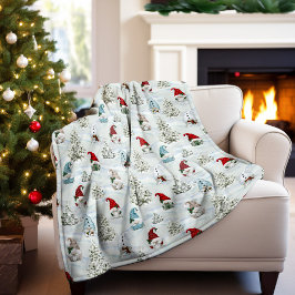 Waterverf Winterkabouters in Sneeuwkerst Fleece Deken
