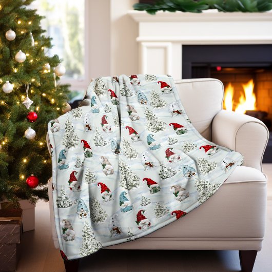 Waterverf Winterkabouters in Sneeuwkerst Fleece Deken
