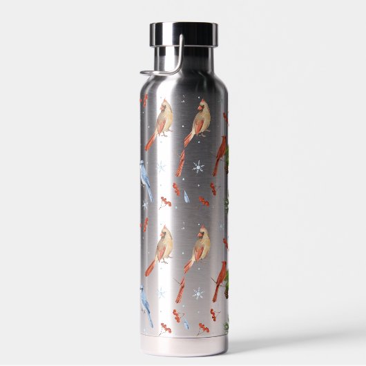 Waterverf winterkardinaalvogels waterfles (Rechts)