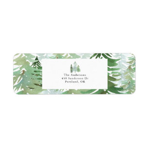 Waterverf winterkerst etiket