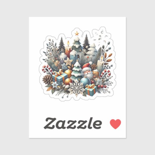 Waterverf winterkerst sticker (Vel)