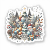 Waterverf winterkerst sticker (Voorkant)
