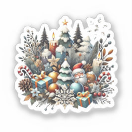 Waterverf winterkerst sticker