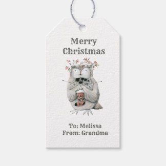 Waterverf winterkersthal Gift Label Cadeaulabel