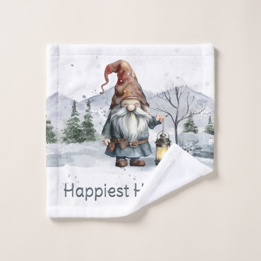 Waterverf winterkerstkabouter bad handdoek (Wasdoekje)