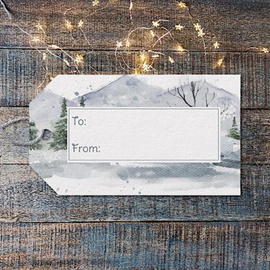 Waterverf winterkerstkabouter cadeaulabel