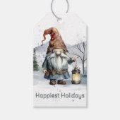 Waterverf winterkerstkabouter cadeaulabel (Voorkant)