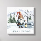 Waterverf winterkerstkabouter canvas afdruk (Voorkant)