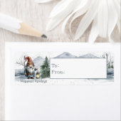 Waterverf winterkerstkabouter etiket (Insitu)