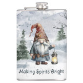 Waterverf winterkerstkabouter heupfles (Voorkant)