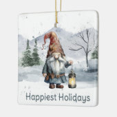 Waterverf winterkerstkabouter keramisch ornament (Links)