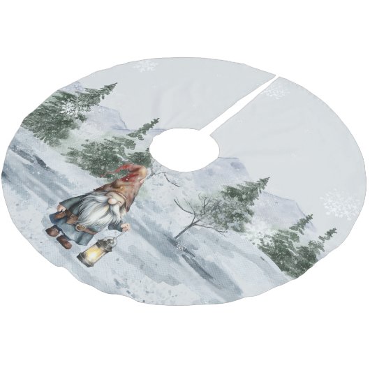 Waterverf winterkerstkabouter kerstboom rok (Gekanteld)