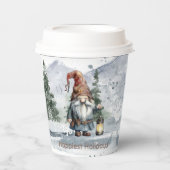Waterverf winterkerstkabouter papieren bekers (Voorkant)