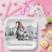 Waterverf winterkerstkabouter papieren bordje (Feest)